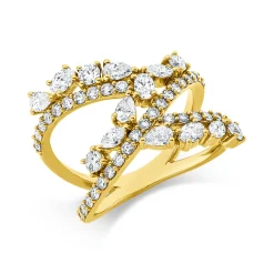 Ring aus 750 Gold Gelbgold 51 Diamanten 1,49ct B:15,7mm