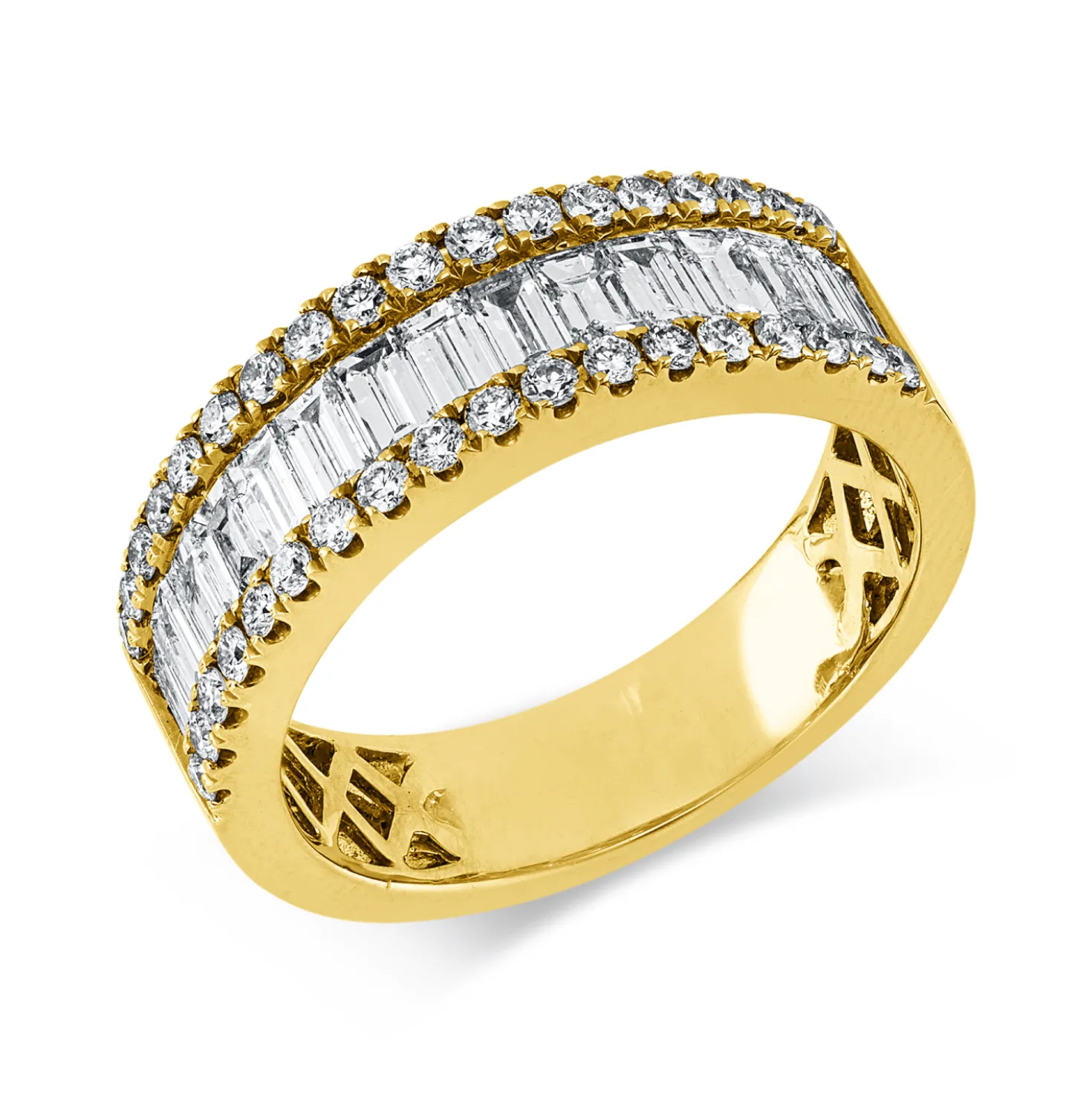 Ring aus 585 Gold Gelbgold 51 Diamanten 1,52ct B:6,7mm
