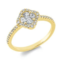 Ring aus 750 Gold Gelbgold 43 Diamanten 0,45ct B:9,1mm