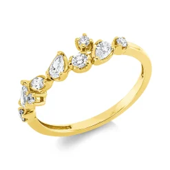 Ring aus 750 Gold Gelbgold 9 Diamanten 0,35ct B:5mm
