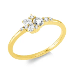 Ring aus 750 Gold Gelbgold 9 Diamanten 0,33ct B:5,9mm
