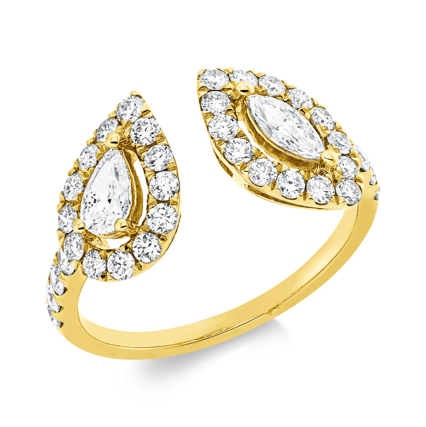 Ring aus 750 Gold Gelbgold 37 Diamanten 1,06ct B:10mm