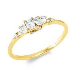 Ring aus 750 Gold Gelbgold 16 Diamanten 0,36ct B:4,1mm 4er-Krappe