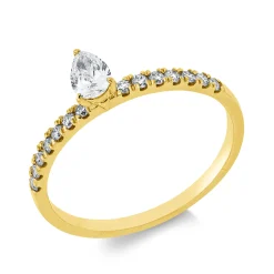 Ring aus 750 Gold Gelbgold 15 Diamanten 0,36ct B:5,2mm 3er-Krappe