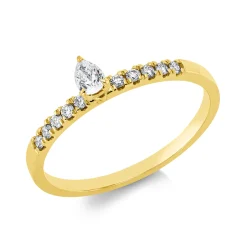 Ring aus 750 Gold Gelbgold 11 Diamanten 0,2ct B:3,8mm 3er-Krappe