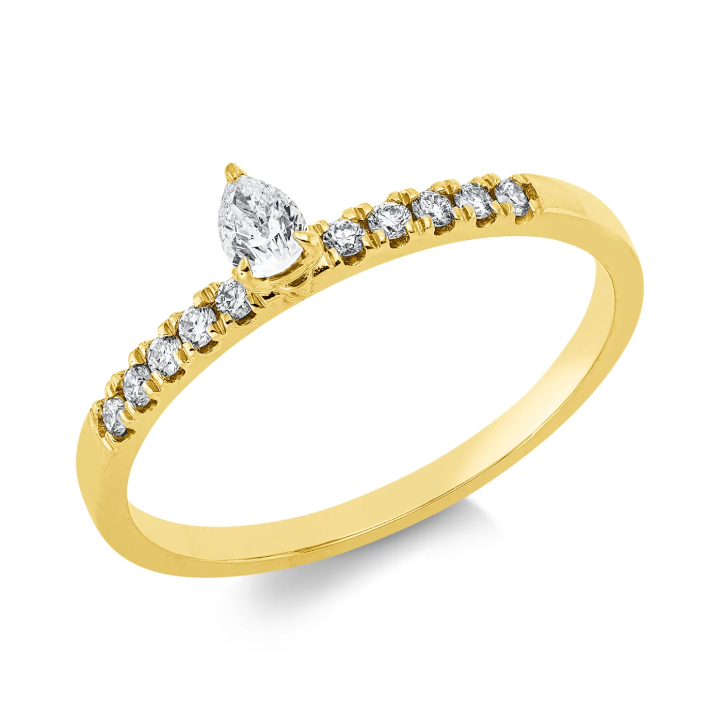 Ring aus 750 Gold Gelbgold 11 Diamanten 0,2ct B:3,8mm 3er-Krappe