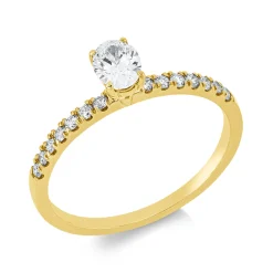 Ring aus 750 Gold Gelbgold 15 Diamanten 0,46ct B:5mm 4er-Krappe