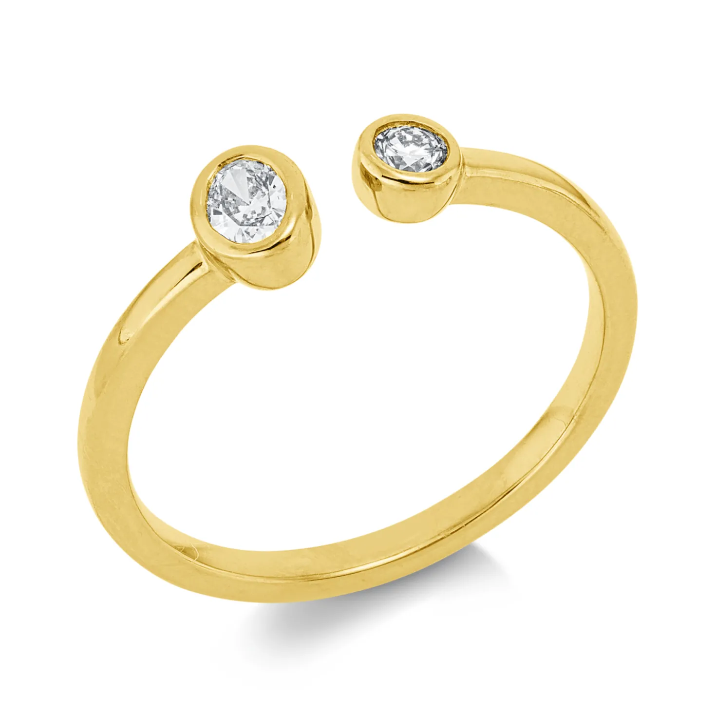 Ring aus 750 Gold Gelbgold 2 Diamanten 0,21ct B:5mm Zarge