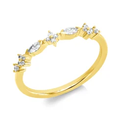 Ring aus 750 Gold Gelbgold 16 Diamanten 0,16ct TW-PI B:3mm