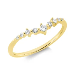 Ring aus 750 Gold Gelbgold 9 Diamanten 0,13ct TW-PI B:16,2mm