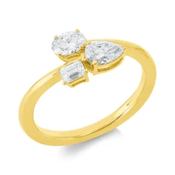 Ring aus 750 Gold Gelbgold 3 Diamanten 0,7ct TW-SI B:7,9mm