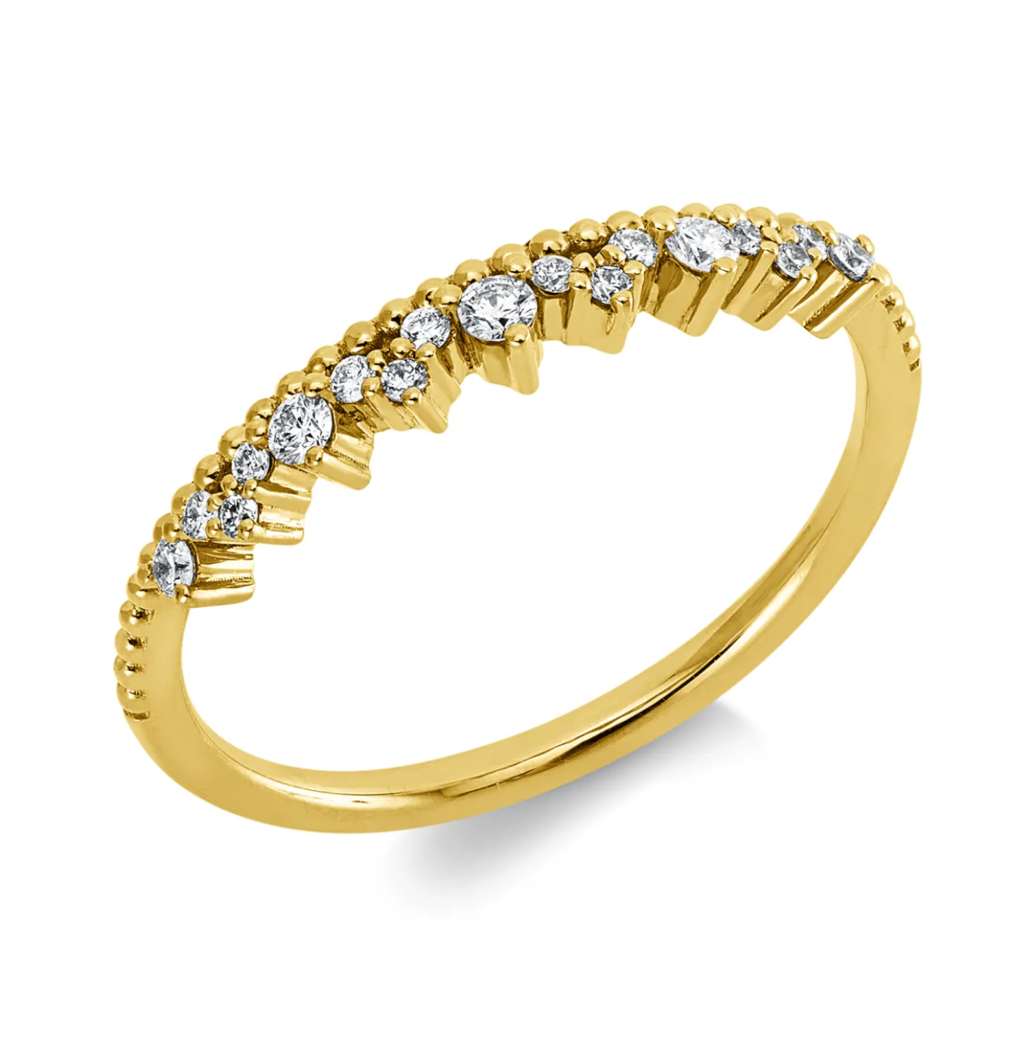 Ring aus 750 Gold Gelbgold 17 Diamanten 0,14ct TW-SI B:3,1mm