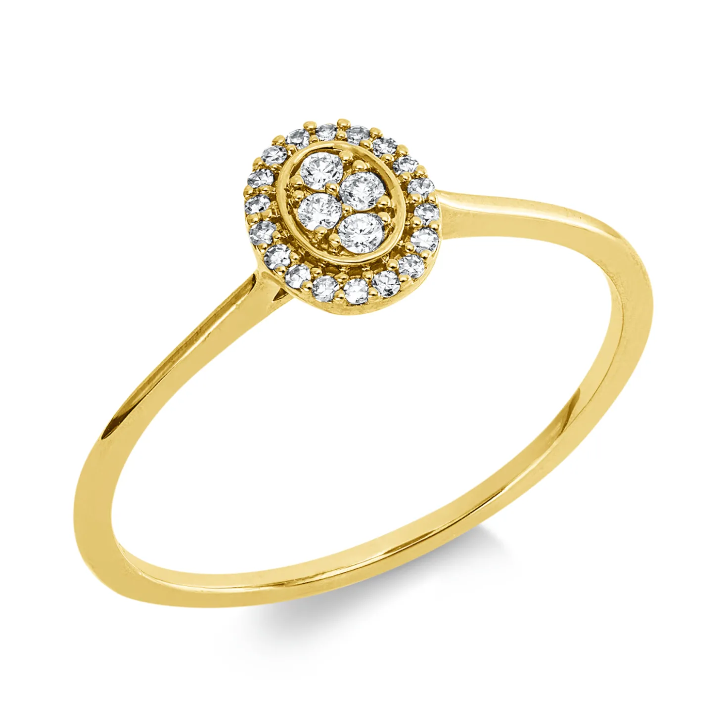 Ring aus 750 Gold Gelbgold 22 Diamanten 0,08ct TW-SI B:6,7mm