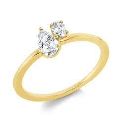 Ring aus 750 Gold Gelbgold 2 Diamanten 0,4ct TW-SI B:6,6mm
