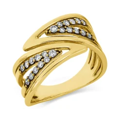 Ring aus 750 Gold Gelbgold 22 Diamanten 0,36ct TW-SI B:22mm