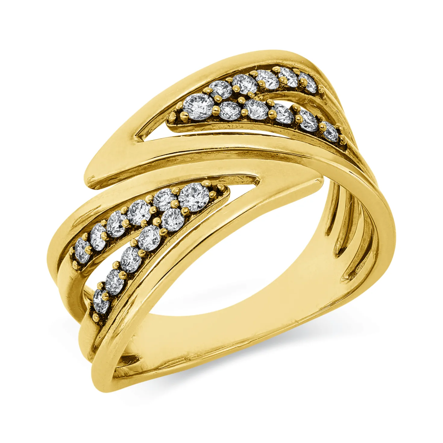 Ring aus 750 Gold Gelbgold 22 Diamanten 0,36ct TW-SI B:22mm