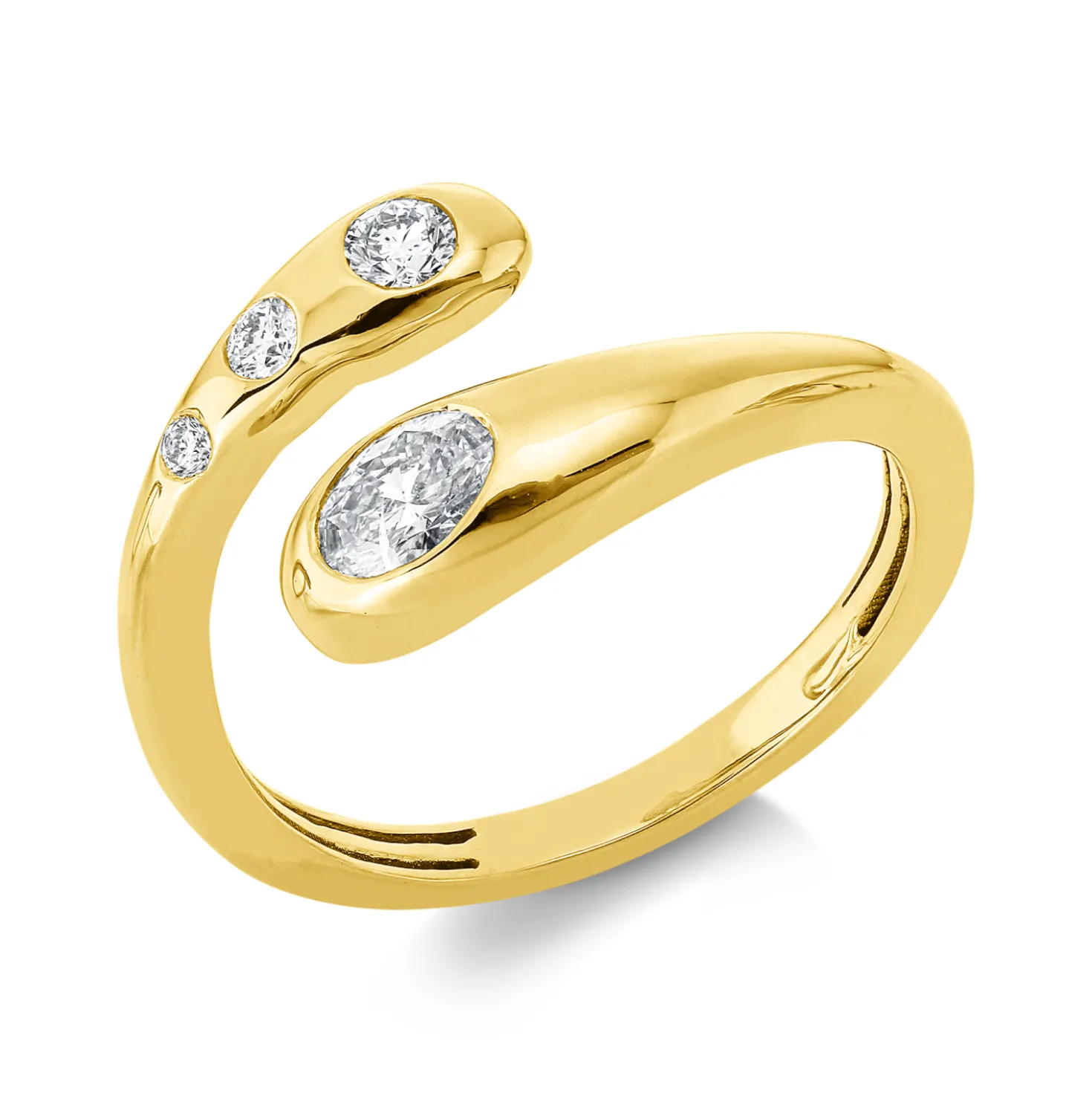 Ring aus 750 Gold Gelbgold 4 Diamanten 0,37ct TW-SI B:11,1mm