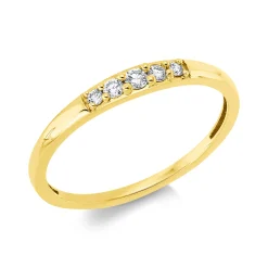 Ring aus 750 Gold Gelbgold 5 Diamanten 0,11ct TW-SI B:2,3mm