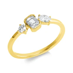 Ring aus 750 Gold Gelbgold 3 Diamanten 0,52ct TW-SI B:5,5mm