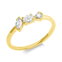 Ring aus 750 Gold Gelbgold 3 Diamanten 0,35ct TW-SI B:5,1mm