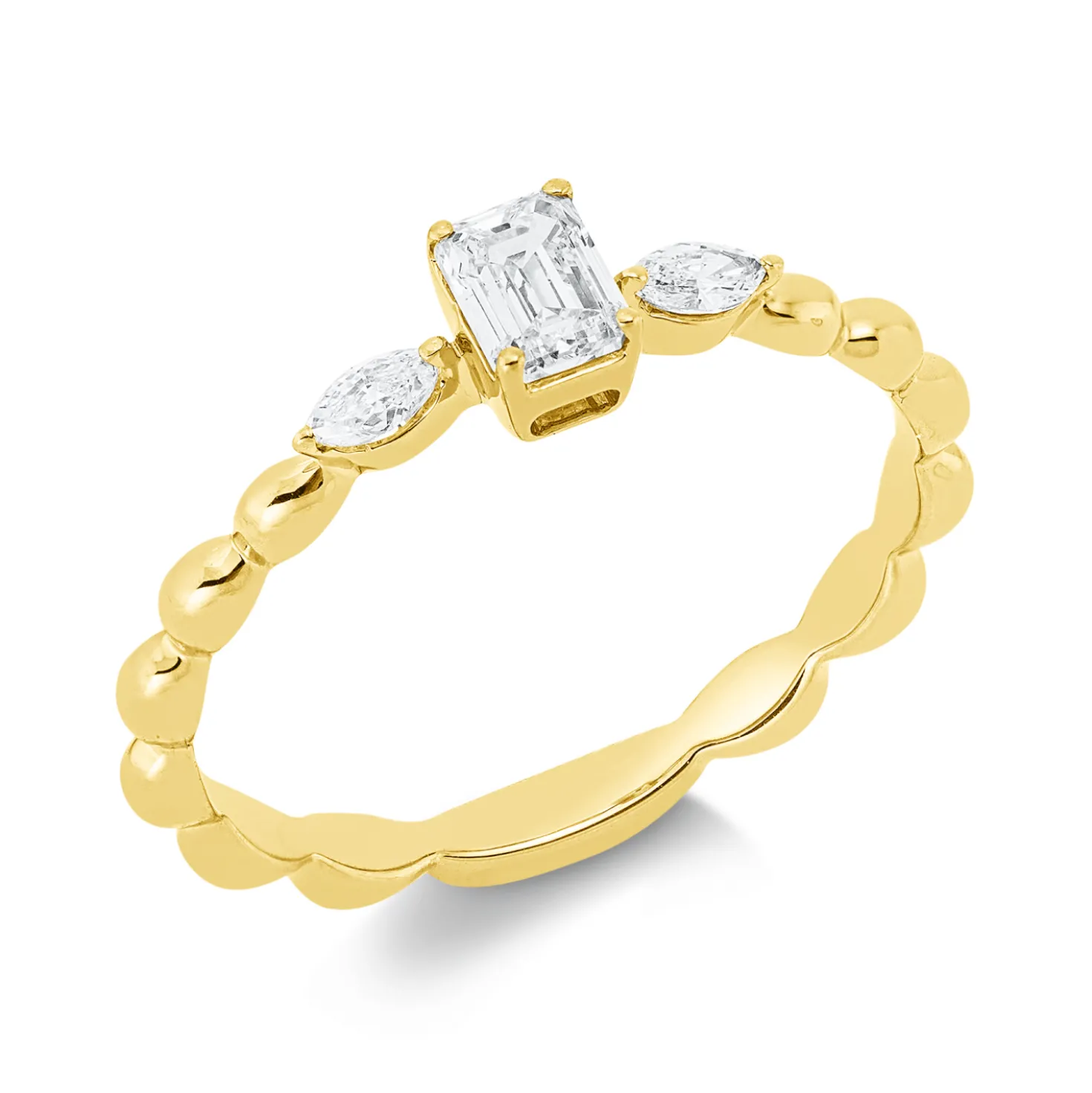 Ring aus 750 Gold Gelbgold 3 Diamanten 0,4ct TW-SI B:4,5mm