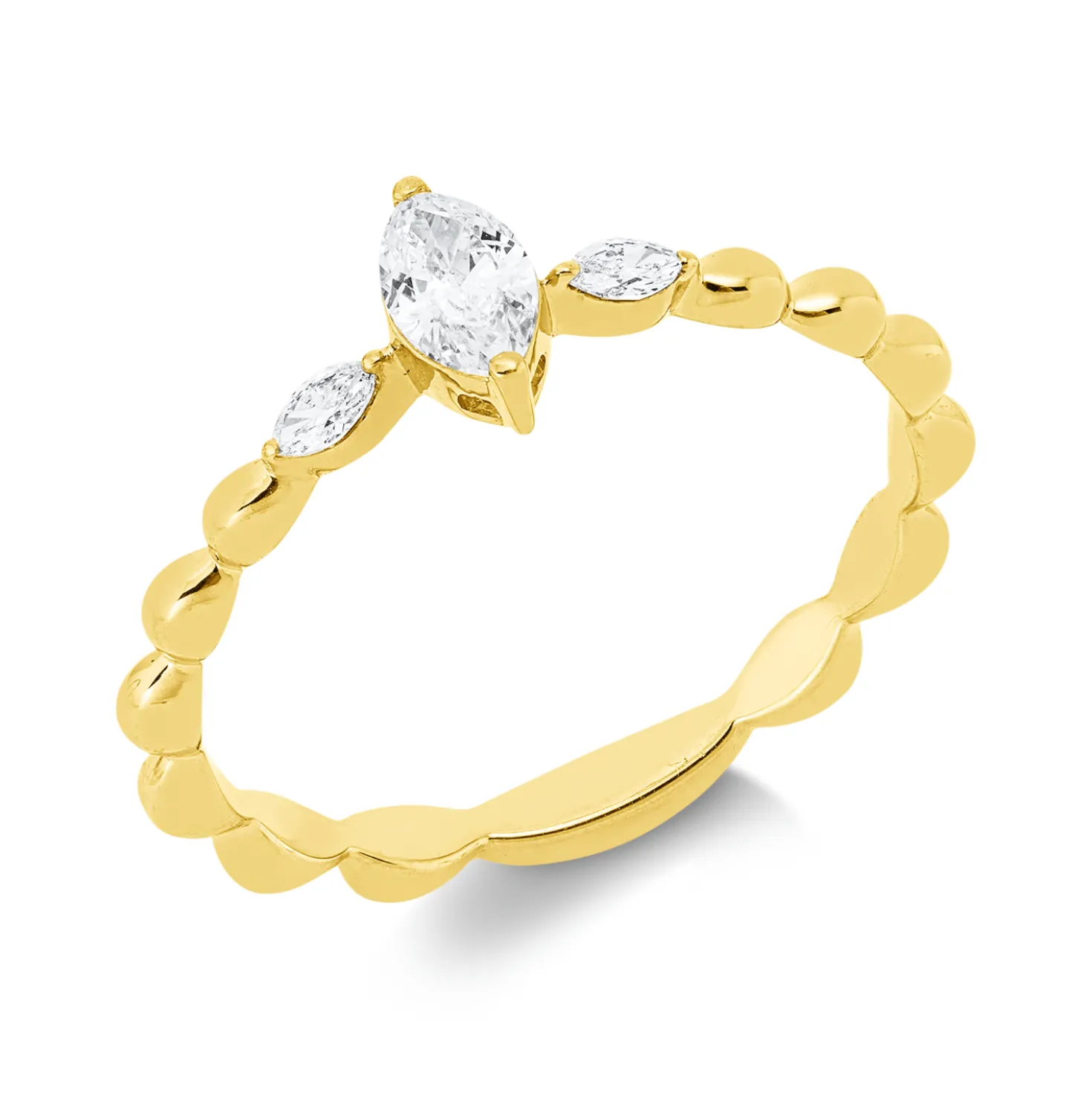 Ring aus 750 Gold Gelbgold 3 Diamanten 0,29ct TW-SI B:6,2mm