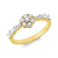 Ring aus 750 Gold Gelbgold 13 Diamanten 0,69ct TW-SI B:6,7mm
