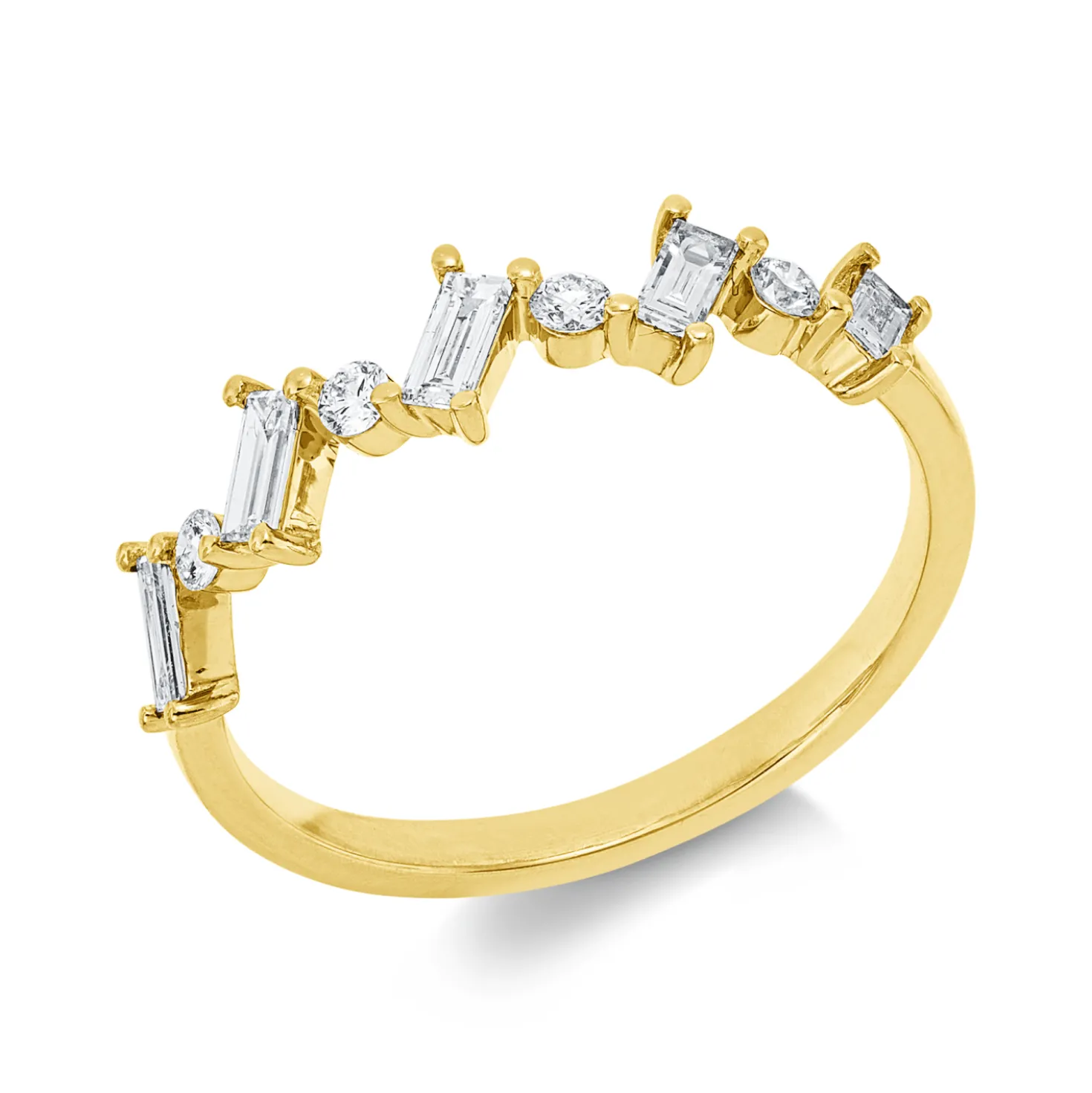 Ring aus 750 Gold Gelbgold 9 Diamanten 0,37ct TW-SI B:4,7mm