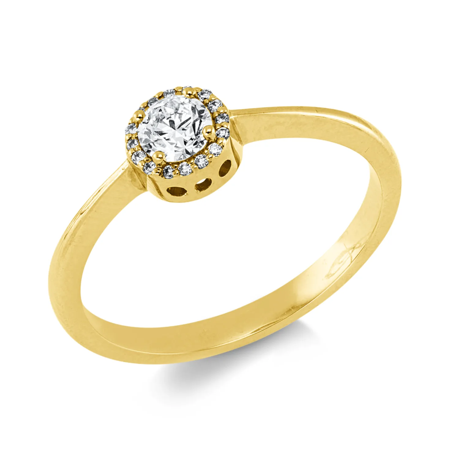 Ring aus 750 Gold Gelbgold 17 Diamanten 0,27ct TW-SI B:5,6mm