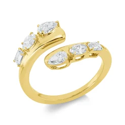 Ring aus 750 Gold Gelbgold 6 Diamanten 0,96ct TW-SI B:12,4mm