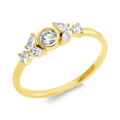 Ring aus 750 Gold Gelbgold 7 Diamanten 0,38ct TW-SI B:4,9mm