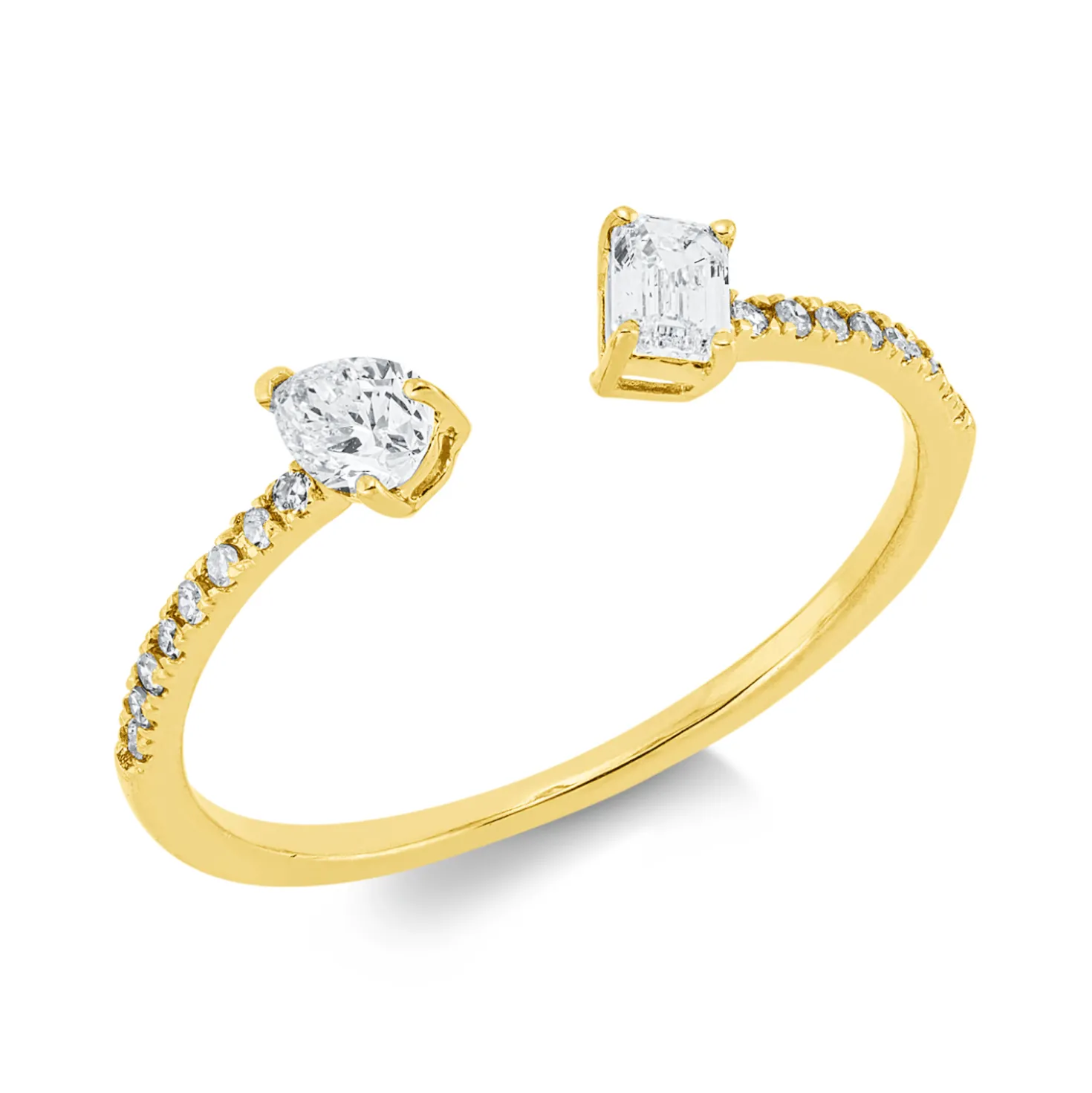Ring aus 750 Gold Gelbgold 18 Diamanten 0,38ct TW-SI B:4,2mm