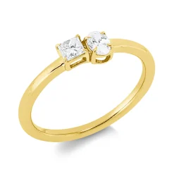 Ring aus 750 Gold Gelbgold 2 Diamanten 0,3ct TW-SI B:4,4mm