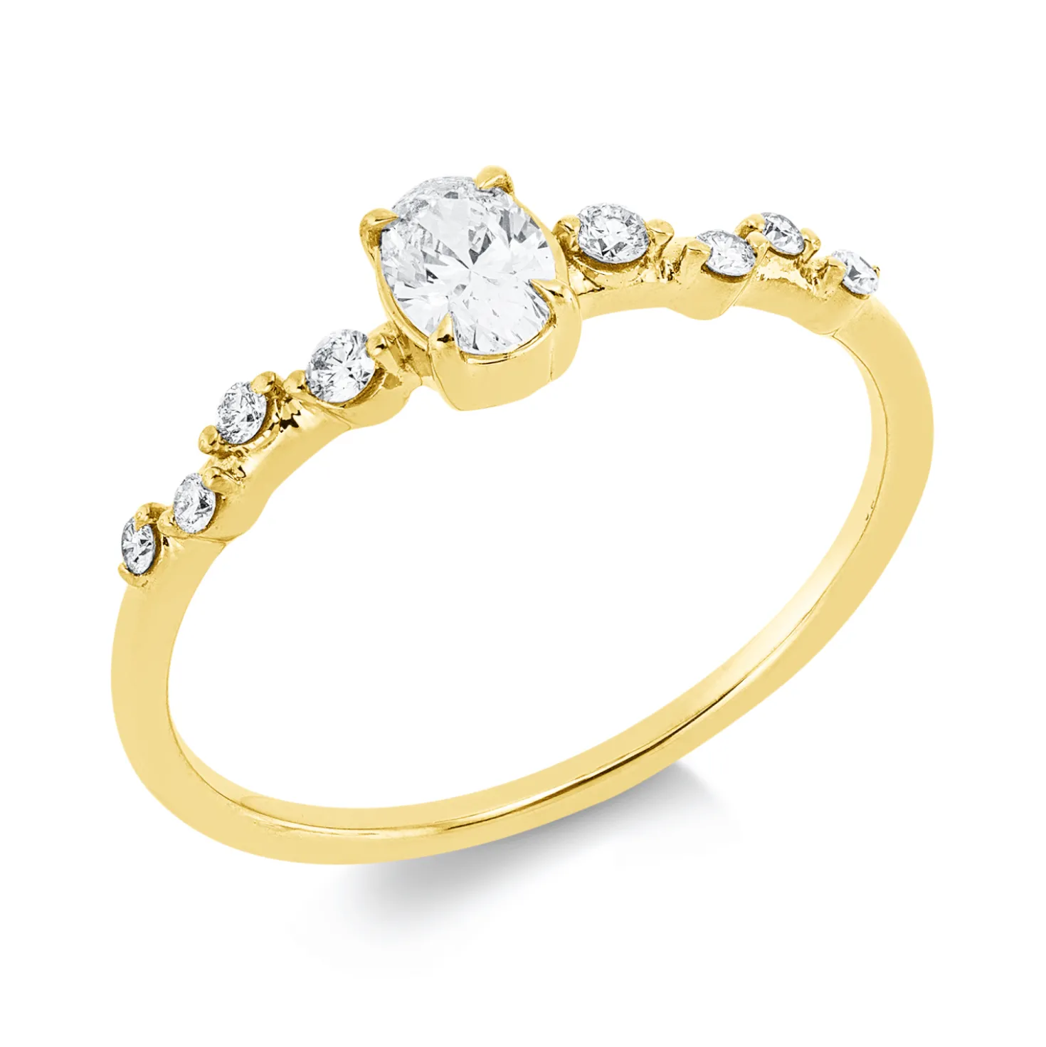 Ring aus 750 Gold Gelbgold 9 Diamanten 0,33ct TW-SI B:4,6mm