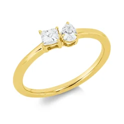 Ring aus 750 Gold Gelbgold 2 Diamanten 0,32ct TW-SI B:4,5mm