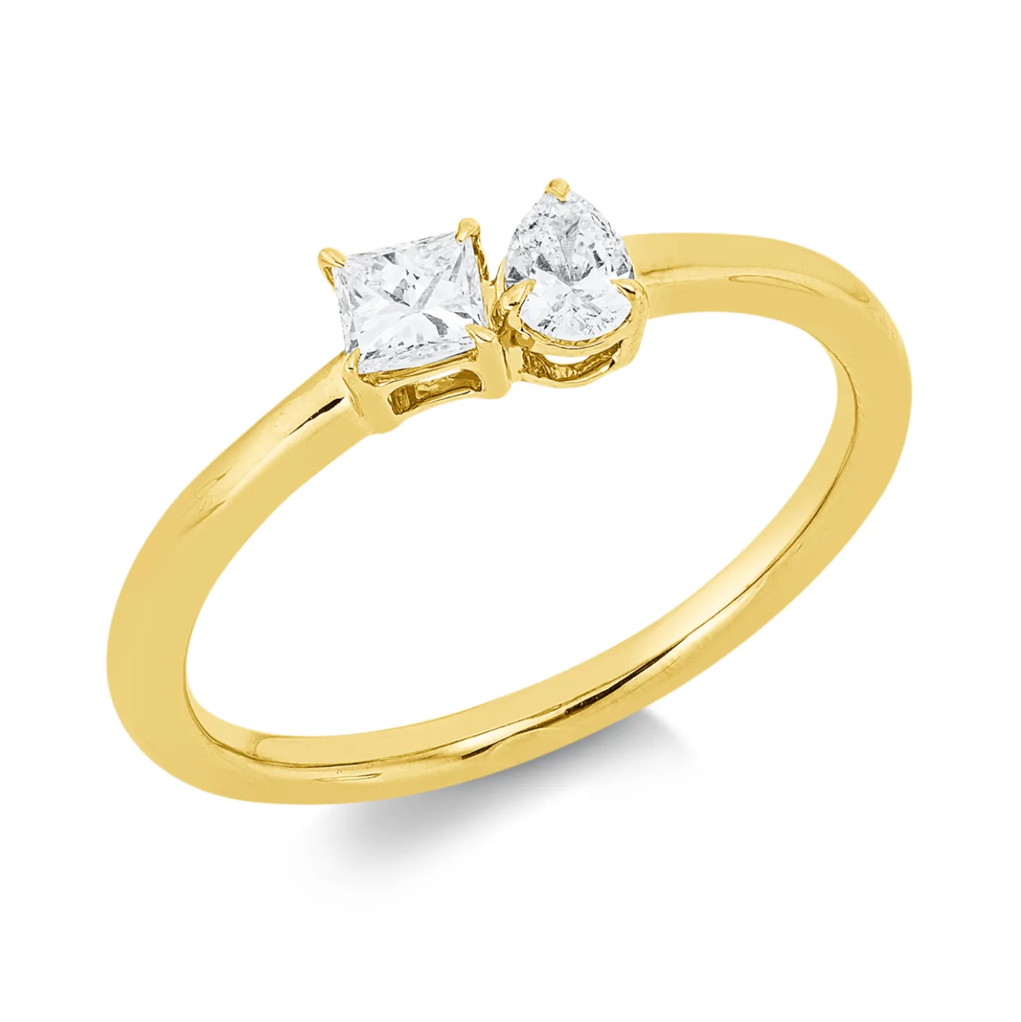 Ring aus 750 Gold Gelbgold 2 Diamanten 0,32ct TW-SI B:4,5mm
