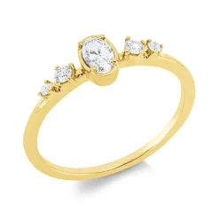 Ring aus 750 Gold Gelbgold 5 Diamanten 0,29ct TW-SI B:5,6mm