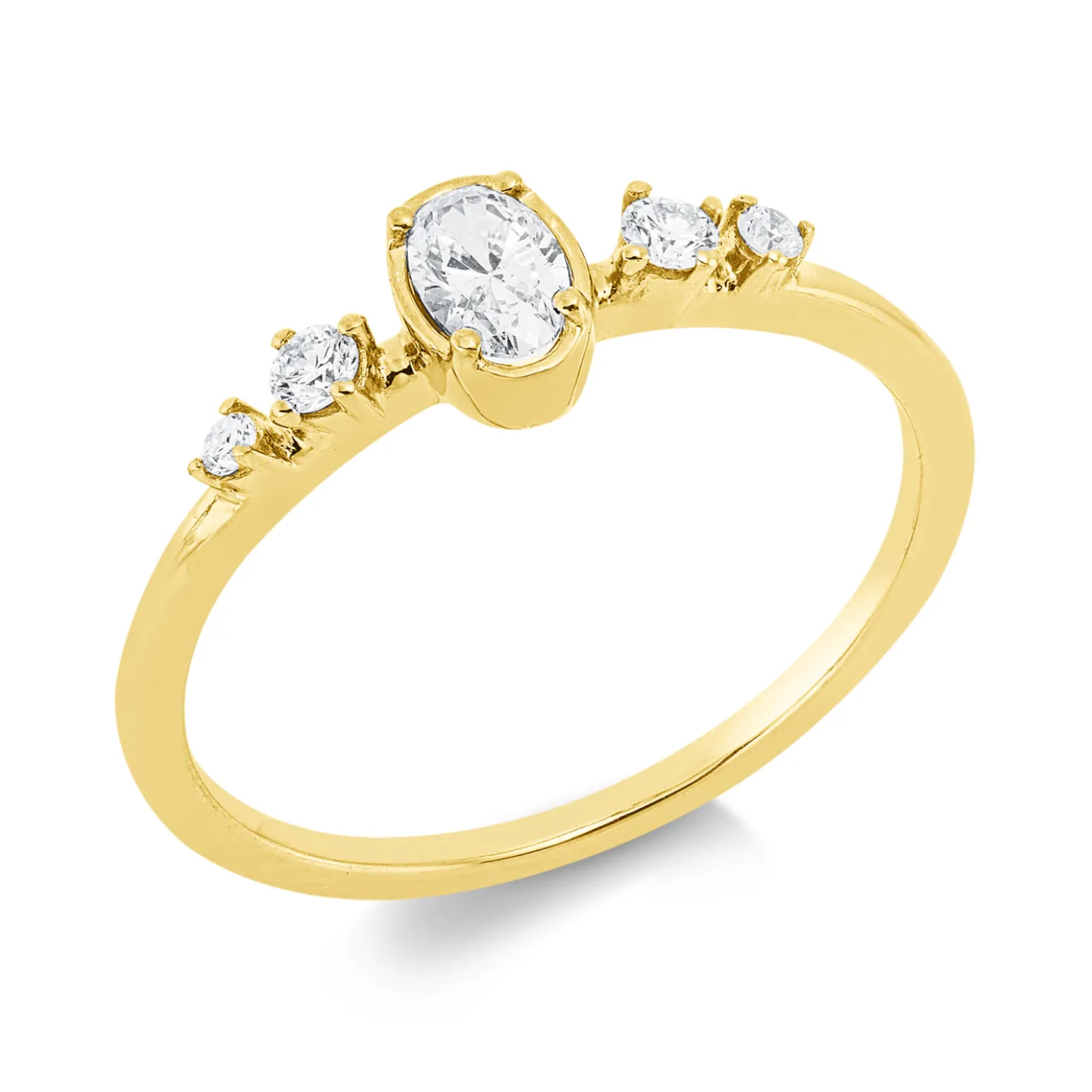 Ring aus 750 Gold Gelbgold 5 Diamanten 0,29ct TW-SI B:5,6mm
