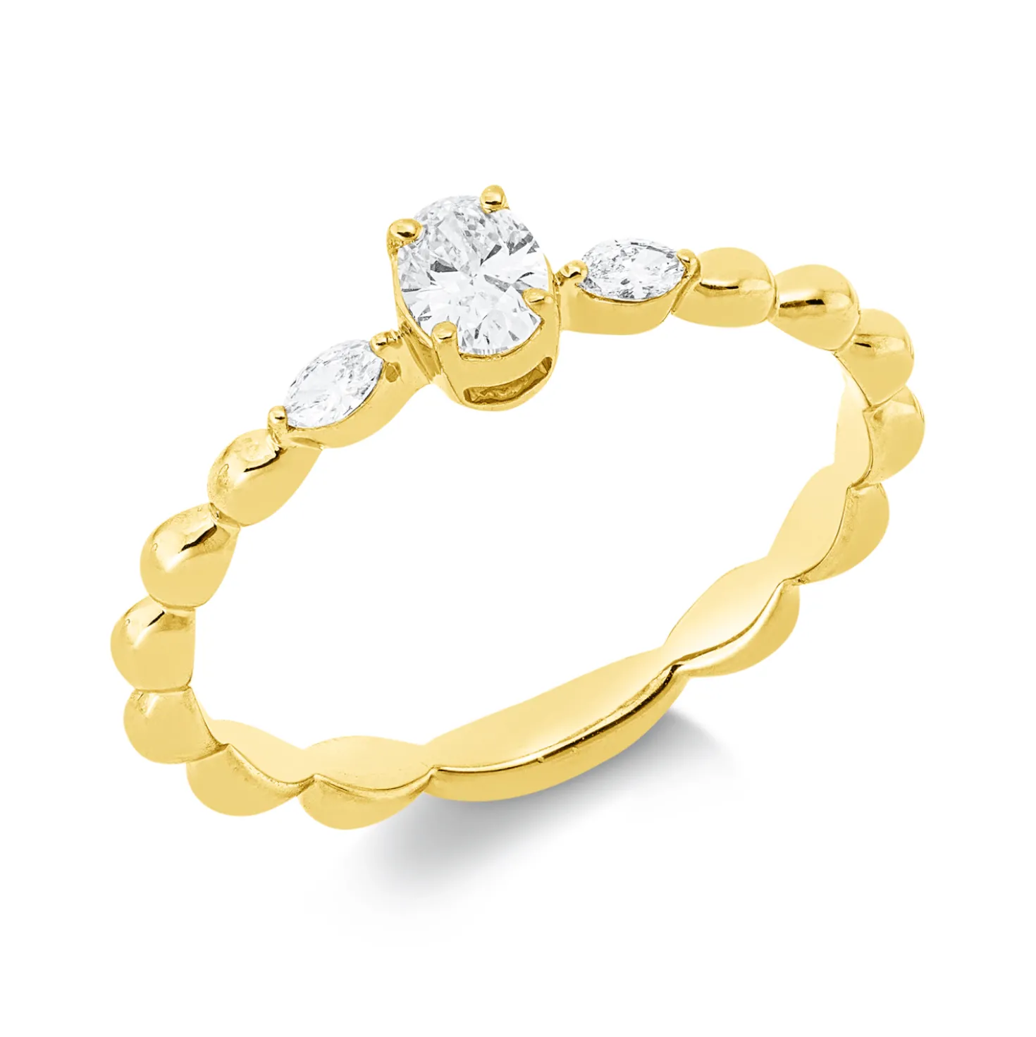 Ring aus 750 Gold Gelbgold 3 Diamanten 0,26ct TW-SI B:4,6mm