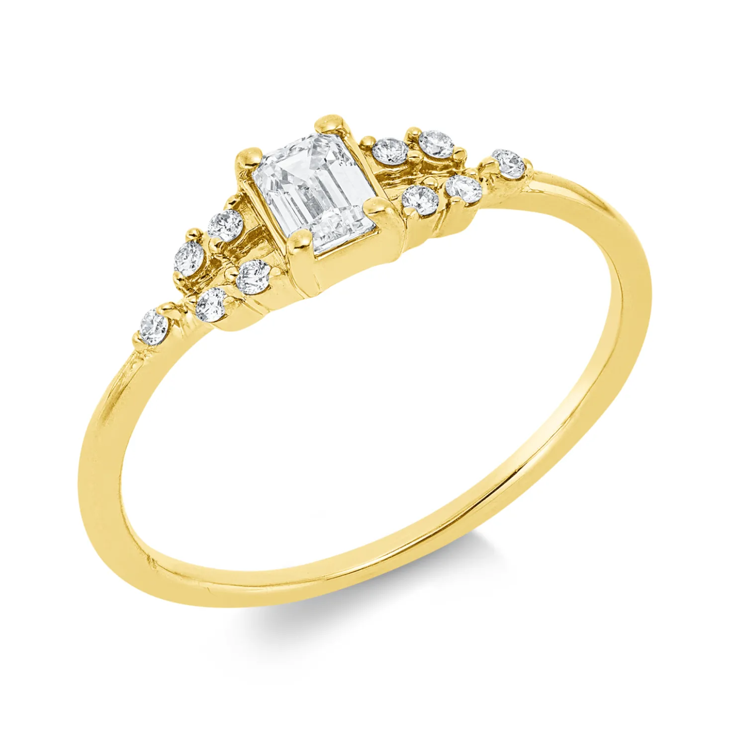 Ring aus 750 Gold Gelbgold 11 Diamanten 0,32ct TW-SI B:4,5mm