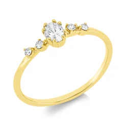 Ring aus 750 Gold Gelbgold 5 Diamanten 0,26ct TW-SI B:4,5mm