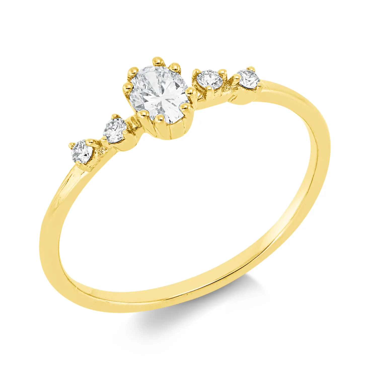 Ring aus 750 Gold Gelbgold 5 Diamanten 0,26ct TW-SI B:4,5mm