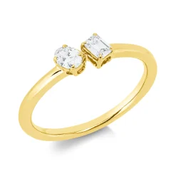 Ring aus 750 Gold Gelbgold 2 Diamanten 0,28ct TW-SI B:4,3mm