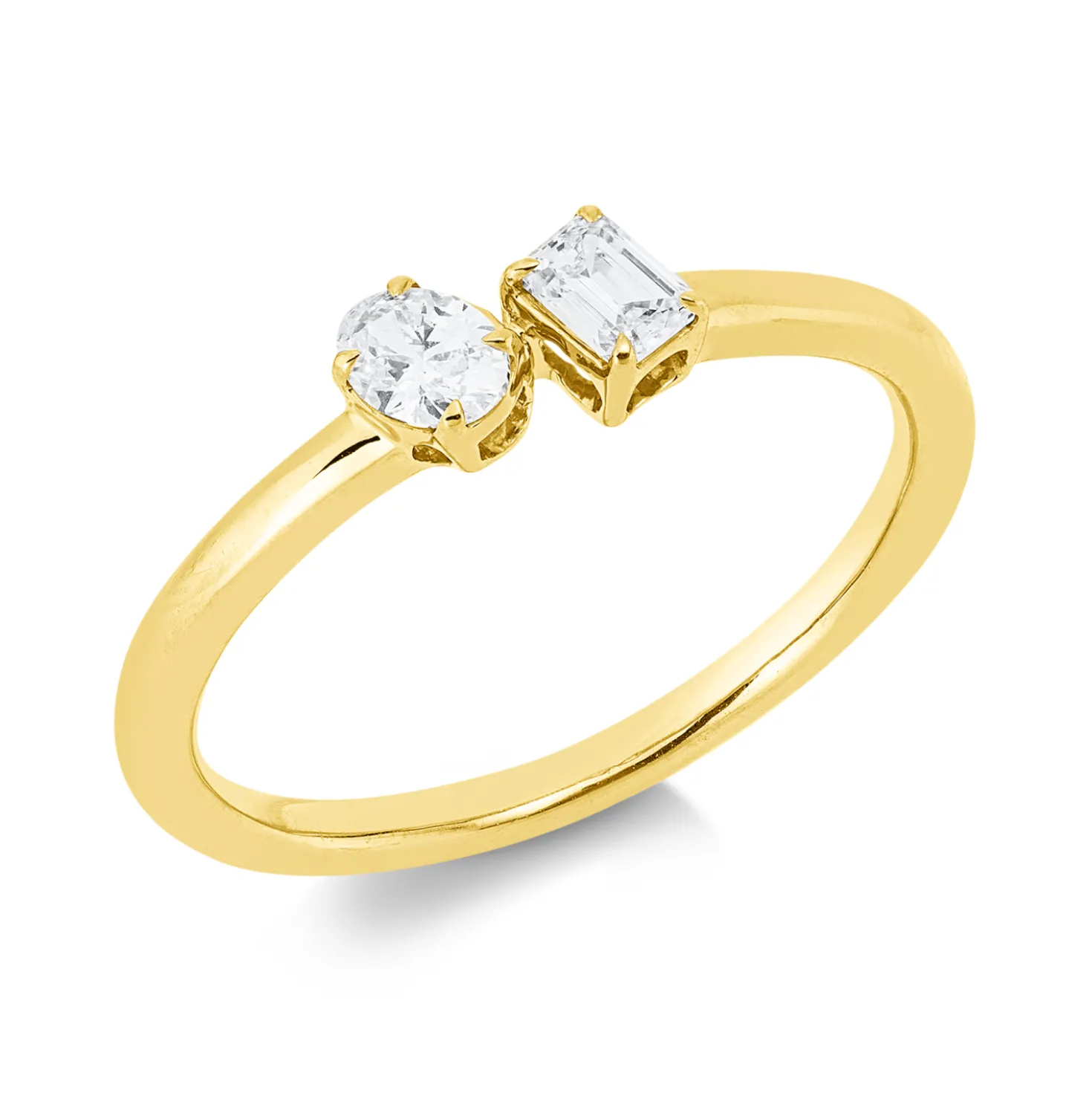 Ring aus 750 Gold Gelbgold 2 Diamanten 0,28ct TW-SI B:4,3mm
