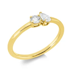 Ring aus 750 Gold Gelbgold 2 Diamanten 0,33ct TW-SI B:4,6mm