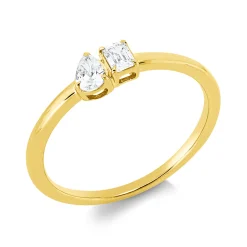 Ring aus 750 Gold Gelbgold 2 Diamanten 0,26ct TW-SI B:4,4mm