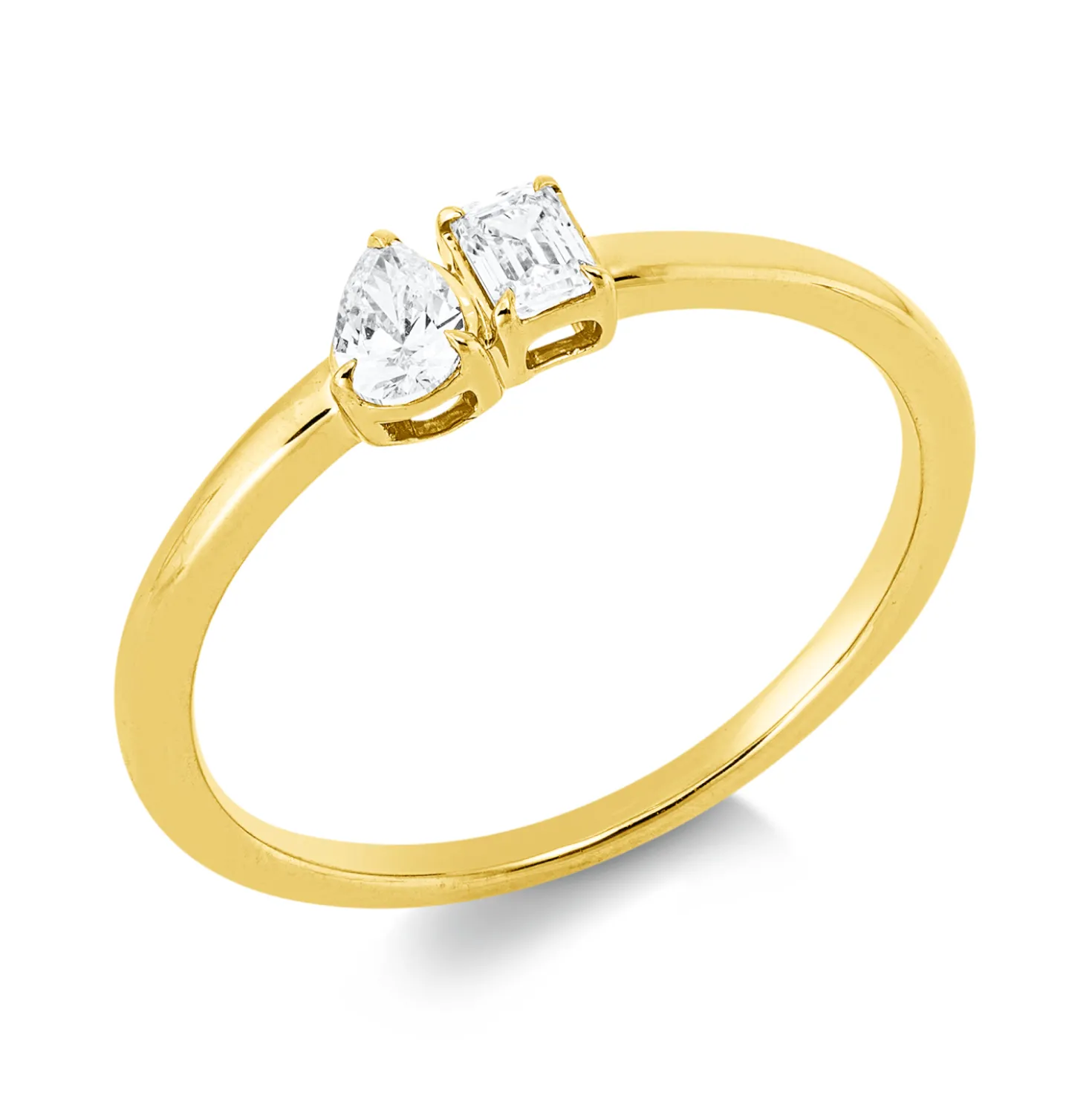 Ring aus 750 Gold Gelbgold 2 Diamanten 0,26ct TW-SI B:4,4mm