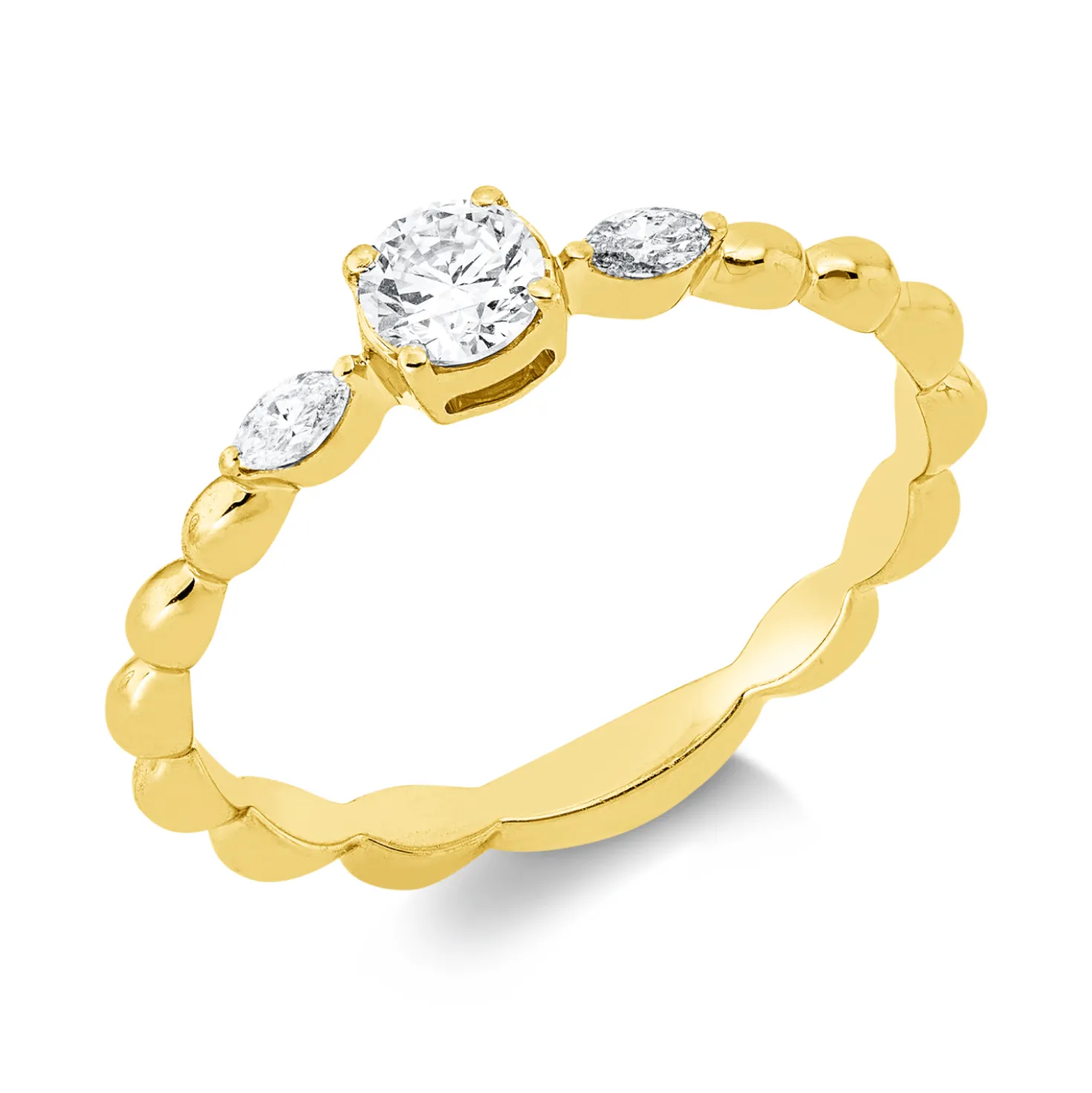 Ring aus 750 Gold Gelbgold 3 Diamanten 0,3ct TW-SI B:4,1mm