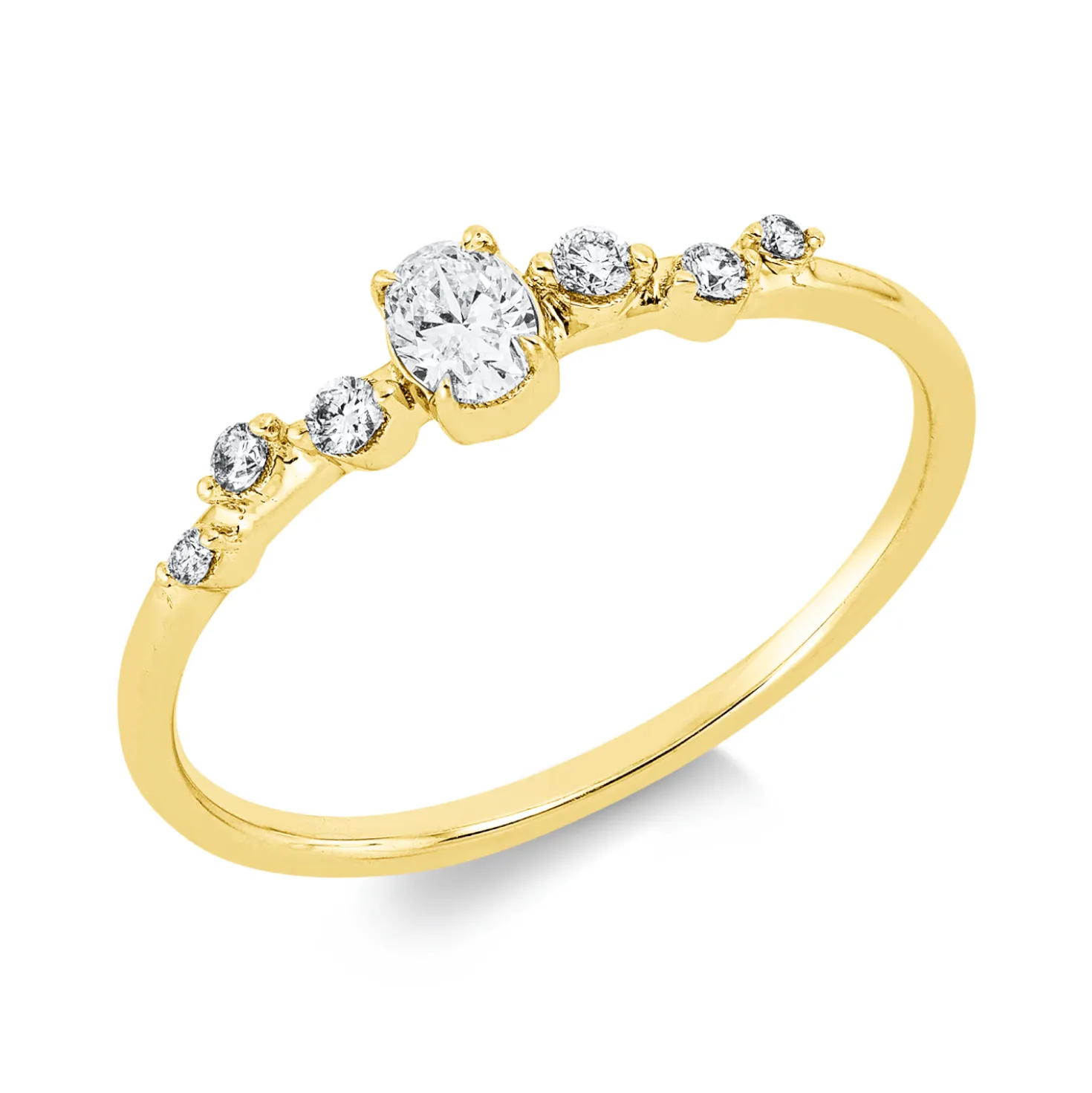 Ring aus 750 Gold Gelbgold 7 Diamanten 0,21ct TW-SI B:3,8mm