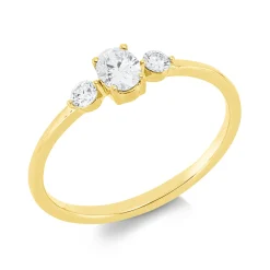 Ring aus 750 Gold Gelbgold 3 Diamanten 0,34ct TW-SI B:4,5mm
